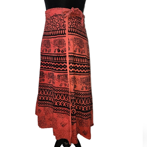 India elephant print wrap midi skirt - Picture 3 of 4